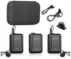 Movo wmx-1-duo 2.4ghz dvigubas atvartinis mikrofonas dslr iphone android 60m