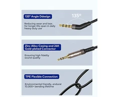 Mr Rex 1.5 m ausinių keitimo audio kabelis, suderinamas su Bose 700 Quietcomfort Qc45 Qc35 Qc25 Soundlink ausinėmis, Akg Y55 Y50 Y45bt, 2.5 mm kištukas į 3.5 mm kištuko lizdo kabelį