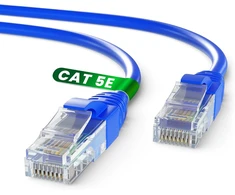 Mr. Tronic 50 m ethernet tinklo kabelis cat 5e, lan tinklo kabelis su rj45 jungtimis greitam ir patikimam interneto ryšiui, awg24 patch kabelis cat 5e | 1 gbps utp cca (50 metrų, mėlynas)