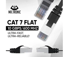 Mr Tronic Cat 7 Ethernet kabelis 10m, Sftp, Rj45, 10 Gbps, plokščias