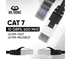Mr Tronic Cat 7 Ethernet kabelis 15 m Sftp, juodas, su Rj45 jungtimis