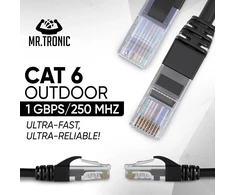 Mr. Tronic ethernet tinklo kabelis│patch kabelis│cat6, awg24, cca, utp, rj45, juodas