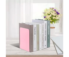 Msdada metalinės knygų atramos, L, 102 x 203 x 135 mm, 2 poros Cd knygų stovų, vaikams, knygų lentyna mokyklai, namams, biurui, bibliotekai, dekoratyvinės (rožinės)