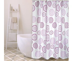 Msv Cotexsa by Premium Schimmel tekstilinė dušo užuolaida, skalbiama, 100% atspari vandeniui, su 12 poliesterio dušo užuolaidų žiedais, "dots" violetinė/violetinė, 180 x 200 cm - pagaminta Ispanijoje, violetinė