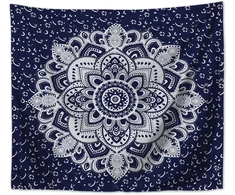 Mt majami sieninis gobelenas mandala indian 200 x 150 cm mėlynas poliesterinis sieninis rankšluostis gobelenas hipi retro