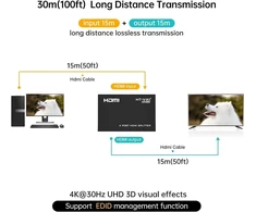 Mt-viki 4k Hdmi skirstytuvas 1 į 4 išėjimus vienu metu 4 monitorių veidrodinis Hdmi skirstytuvas 1x4 palaiko 4k Hd monitorius Hdcp1.4 su nuolatinės srovės maitinimo šaltiniu 30 m ilgio perdavimas