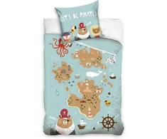 Mtonlinehandel piratų patalynės komplektas antklodės užvalkalas 135 x 200 cm 80 x 80 cm 100% medvilnė · patalynės komplektas vaikams · 2 dalių · vaikiška patalynė mėlyna