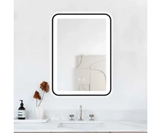 Mtp Led apšviestas veidrodis 50x70 cm stačiakampis J35 su juodu rėmu