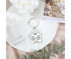 Mucoos namų raktų pakabukas, personalizuotas raktų pakabukas, naujų namų raktų pakabukas, moteriškas juokingas raktų pakabukas, dovanos moterims, juokinga, dovana merginai, sidabrinis