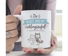 Mugffins puodelis Valentino dienai (ich Liebe Dich) - Du bist Mein Lieblingszufall - juokingi kavos puodeliai kaip dovana draugams