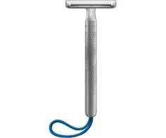 Mühle Companion 5 dalių skutimosi rinkinys - unisex saugos skustuvas su mėlyna virvele, peiliukas, kremas, audinys - veganiškas, tvarus