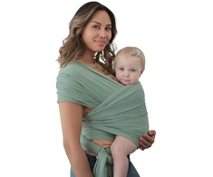 Mushie kūdikio nešyklė naujagimiams ir kūdikiams, 100% organinė medvilnė, su integruota kišene, nuo 3,6-14,5kg, pralaidi orui, kad neperkaistų, roman žalias