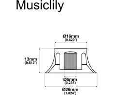 Musiclily metriniai gitaros potenciometro dangteliai "top Hat" tipo, garso stiprumo ir tembro reguliavimo galvutės, skirtos epiphone les paul sg import elektrinėms gitaroms, auksinės spalvos (4 vnt.)