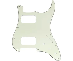 Musiclily Pro 11 skylių St gitaros pickguard'as Hh su apvaliu kampu 2 neuždengtiems humbucker'iams 2 potis mini jungiklių išpjovos Fender Squier Strat stiliaus elektrinei gitarai, 3 sluoksnių mėtų žalumo