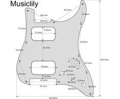 Musiclily Pro 11 skylių St gitaros pickguard'as Hh su apvaliu kampu 2 neuždengtiems humbucker'iams 2 potis mini jungiklių išpjovos Fender Squier Strat stiliaus elektrinei gitarai, 3 sluoksnių mėtų žalumo