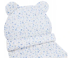 Muslino vystymo palutė 70x100 plonas pledas + pagalvėle Teddy - žydra pievelė