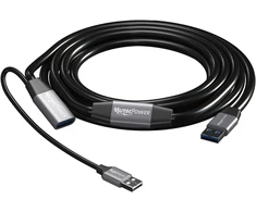Mutecpower 5 m aktyvus usb 3.0 jungties prailginimo kabelis (tėtis-mama) su signalo stiprinimu ir usb maitinimo šaltiniu - juodas 5 m - suderinamas su nešiojamaisiais kompiuteriais, standžiaisiais diskais, XBOX, ps4, vr ir kt.