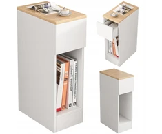 Muvuhome siaura naktinė spintelė su stalčiumi, staliukas su lentyna, modernus loft stilius, miegamojo, 60 cm