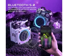 Kompiuterio kolonėlės Muzen Cyber-cube bluetooth kolonėlė maža, nešiojama mini kolonėlė su rgb apšvietimu ir žibintuvėliu, ipx5 atspari vandeniui, skirta žaidimams, vakarėliams, dušui, stovyklavimui, lauke, šaunios dovanos tėčiui vyrams