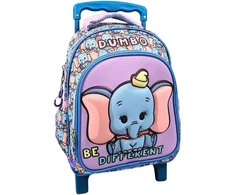 Mybagstory - kuprinė mergaitėms Dumbo - Disney - vaikams - į mokyklą - darželis - mokyklinė kuprinė - reguliuojami dirželiai - dovanos idėja - 30 cm - su ratukais - vežimėliai - violetinė/mėlyna/rožinė, Dumbo – violetinė/mėlyna/rožinė – 30
