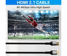 Mygatti 2 metrų 8k Hdmi 2.1 sertifikuotas kabelis (2 vnt. pakuotė), Ultra Hd 48gbps didelis greitis, 4k @ 120hz/8k @ 60hz, Earc, Hdcp 2.2 ir 2.3, Uhd Hdr 10+, suderinamas su 8k žaidimais, televizoriumi, „blu-ray“ grotuvu, projektoriumi