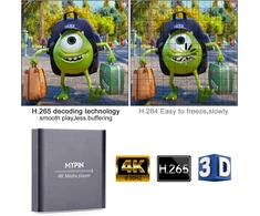 Vaizdo grotuvas Mypin hdmi multimedijos grotuvas, 4k@30hz skaitmeninis medijos grotuvas hdmi/av išvestis ppt mkv avi rmvb rm, skirtas hdtv su nuotolinio valdymo pultu, palaiko usb atmintines ir sd korteles, usb pelė (pilka)
