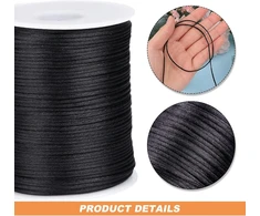 Nailoninė virvė apyrankėms 1,5 mm x 200 m nailoninis siūlas apyrankių virvelei juodas siūlas nailoninė virvė nailoninė juosta satininė virvė apyrankėms