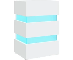 Naktinė spintelė su LED apšvietimu, balta, 45x35x67cm, mediena