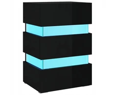 Naktinis staliukas su Led, blizgus juodas, 45x35x67 cm