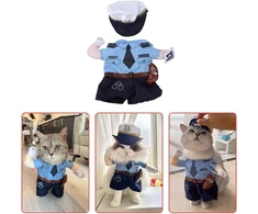 Naminių gyvūnėlių kostiumas, kostiumas katėms, šuns kostiumas, Helovino policijos kostiumai, šuns siaubingi drabužiai, katės cosplay kostiumas su kepure, politikos uniforma, juokingas apranga vakarėliui, Kalėdoms, Velykų renginiui (m)