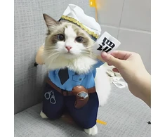 Naminių gyvūnėlių kostiumas, kostiumas katėms, šuns kostiumas, Helovino policijos kostiumai, šuns siaubingi drabužiai, katės cosplay kostiumas su kepure, politikos uniforma, juokingas apranga vakarėliui, Kalėdoms, Velykų renginiui (m)