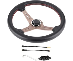 Nardi Momo vairas, Nardi vairas, vairas 250 mm, 14 colių, skirtas Nardi stiliui, 6 skylių pusiau apvalkalas, juodos perforuotos odos, sportinis vairas su modifikuotomis dalimis