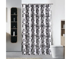 Narunii dušo užuolaida 200 x 200 cm (plotis x aukštis), atspari pelėsiui, vandeniui atspari dušo užuolaida su 12 dušo užuolaidų žiedų (mosaïque, 200 x 200 cm (plotis x aukštis))