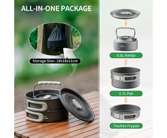 Naturehike Kempingo puodų ir keptuvių rinkinys, lauko virtuvės reikmenys, virdulys, nelimpantis kempingo viryklė, tinkamas 2-6 žmonėms, daugiafunkcinis, lengvas ir nešiojamas, tinkamas išgyvenimui ir nuotykiams