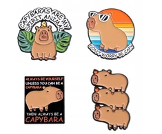 Naujas 4 vnt. sagė-prisegtukas kapibara, rinkinys drabužių, palaidinės, kuprinės segtukų