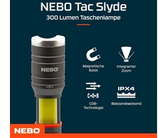 Nebo Tac Slyde - 300 liumenų žibintuvėlis su 12x reguliuojamu priartinimu - 5 šviesos režimai ir cob darbinis žibintas - žygiavimo įranga ir stovyklavimo reikmenys