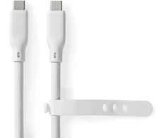 Nedis Usb kabelis | Usb 3.2 Gen 2 | Usb-c™ kištukas | Usb-c™ kištukas | 240 W | 8k @ 30hz | 20 Gbps | Nikeliuotas | 1.00 m | Apvalus | Silikoninis | Baltas | Dėžutė