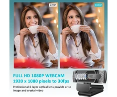 Neefeaer Full Hd 1080p internetinė kamera su mikrofonu, automatiniu šviesos koregavimu, Usb Pc internetinė kamera su dangteliu, 110° plataus kampo, Pc kamera, skirta Pc, nešiojamam kompiuteriui, kompiuteriui, Linux, Mac