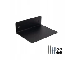 Nefero metalinė mini sieninė lentyna smulkiems daiktams, 15 cm, juoda, loft stiliaus + kaiščiai