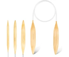 Neilbee bambukiniai apvalūs mezgimo virbalų rinkinys, virbalai kojinėms, mezgimo virbalai, mediniai su plastikiniu vamzdeliu, dydis 10, 15, 20, 25 mm, natūralaus medžio, jumbo virbalai stambiai verpalai, kojinėms, rankovėms