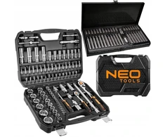Neo Tools galiniai raktai 1/4, 1/2, 86 vnt. lagaminas + antgalių rinkinys 40 vnt.