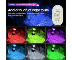 Neovsuny led salono apšvietimas automobiliui, magnetinis led usb jutiklinis šviestuvas, rgb 7 spalvų, reguliuojamas salono apšvietimas automobiliui, įkraunami mobilūs jutikliniai priedai, naktinė salono lemputė, 4 vnt.