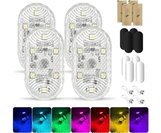 Neovsuny led salono apšvietimas automobiliui, magnetinis led usb jutiklinis šviestuvas, rgb 7 spalvų, reguliuojamas salono apšvietimas automobiliui, įkraunami mobilūs jutikliniai priedai, naktinė salono lemputė, 4 vnt.