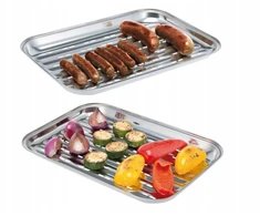 Nerūdijančio plieno grilio padėklas Bbq Line stačiakampis 34,5 x 24 cm