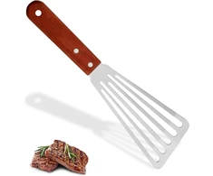 Nerūdijančio plieno mentelė su plyšiais, 28 cm, su nuožulniu kraštu, virtuvės įrankiai, nerūdijančio plieno lanksti mentelė žuviai, mėsai, kiaušiniams, blynams apversti