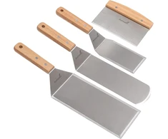 Nerūdijančio plieno metalinė mentelių rinkinys - Teppaniyaki mentelės - Grotelių grandiklis plokščia mentele blynų vartytuvas - Metalinis įrankis Bbq grilio plokščias viršus ketaus grotelių priedai - Komercinės klasės