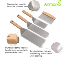 Nerūdijančio plieno metalinė mentelių rinkinys - Teppaniyaki mentelės - Grotelių grandiklis plokščia mentele blynų vartytuvas - Metalinis įrankis Bbq grilio plokščias viršus ketaus grotelių priedai - Komercinės klasės