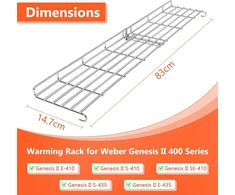 Nerūdijančio plieno šildymo lentyna weber genesis ii 400 serijos dujinėms kepsninėms - praplėsta gaminimo zona modeliams e/s/se-410, e/s-435, atsarginė dalis weber 66045, idealiai tinka maistui šiltam palaikyti