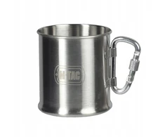 Nerūdijančio plieno turistinis puodelis M-tac su karabinu, 250 ml, chromo spalvos