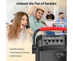 Nešiojama bluetooth kolonėlė Tonor Karaoke Partybox su 2 mikrofonais, belaidė karaoke sistema su belaidžiais mikrofonais, palaiko Bt/tf/usb/aux, skirta vakarėliams/lauke/suaugusiems/vaikams K7